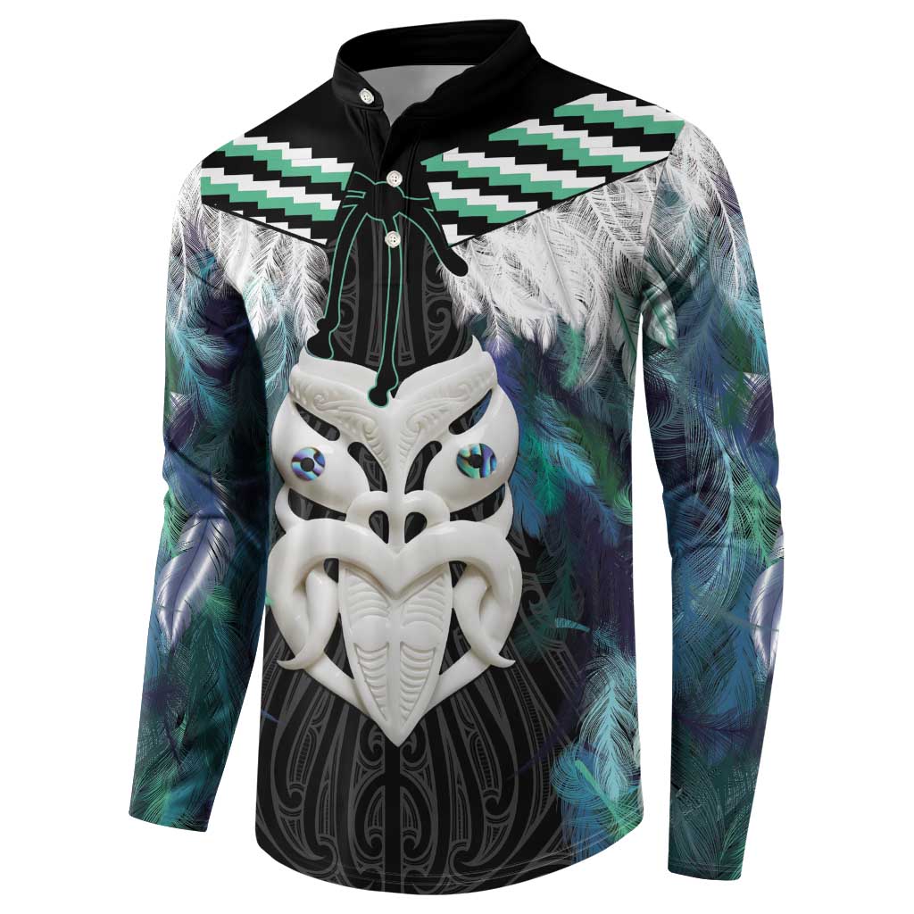 Aotearoa Korowai Motif Button Sweatshirt Maori Wheku Poutama