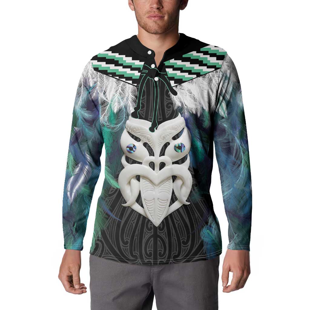 Aotearoa Korowai Motif Button Sweatshirt Maori Wheku Poutama