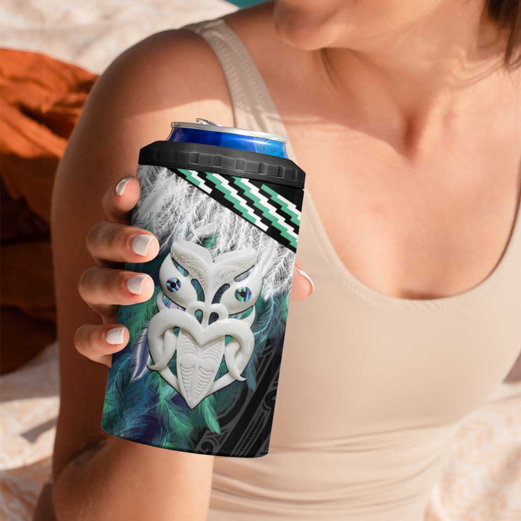 Aotearoa Korowai Motif 4 in 1 Can Cooler Tumbler Maori Wheku Poutama LT14 - Polynesian Pride