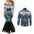 Aotearoa Korowai Motif Couples Matching Mermaid Dress and Long Sleeve Button Shirt Maori Wheku Poutama