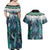 Aotearoa Korowai Motif Couples Matching Off Shoulder Maxi Dress and Hawaiian Shirt Maori Wheku Poutama