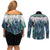Aotearoa Korowai Motif Couples Matching Off Shoulder Short Dress and Long Sleeve Button Shirt Maori Wheku Poutama