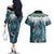 Aotearoa Korowai Motif Couples Matching Off The Shoulder Long Sleeve Dress and Hawaiian Shirt Maori Wheku Poutama