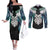 Aotearoa Korowai Motif Couples Matching Off The Shoulder Long Sleeve Dress and Long Sleeve Button Shirt Maori Wheku Poutama