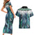 Aotearoa Korowai Motif Couples Matching Short Sleeve Bodycon Dress and Hawaiian Shirt Maori Wheku Poutama