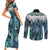 Aotearoa Korowai Motif Couples Matching Short Sleeve Bodycon Dress and Long Sleeve Button Shirt Maori Wheku Poutama