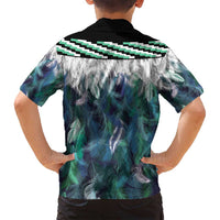 Aotearoa Korowai Motif Family Matching Off Shoulder Short Dress and Hawaiian Shirt Maori Wheku Poutama