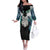 Aotearoa Korowai Motif Off The Shoulder Long Sleeve Dress Maori Wheku Poutama