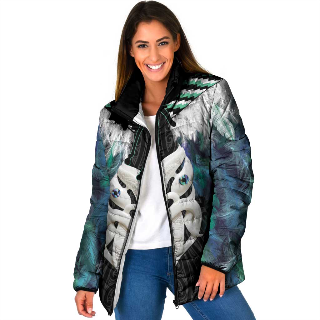 Aotearoa Korowai Motif Padded Jacket Maori Wheku Poutama - Polynesian Pride