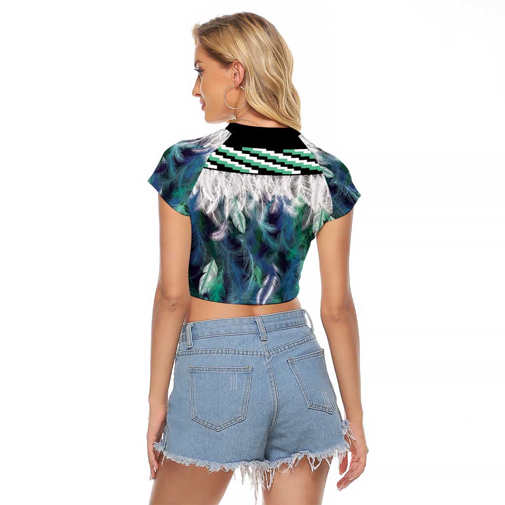 Aotearoa Korowai Motif Raglan Cropped T Shirt Maori Wheku Poutama