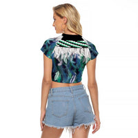 Aotearoa Korowai Motif Raglan Cropped T Shirt Maori Wheku Poutama