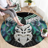 Aotearoa Korowai Motif Round Carpet Maori Wheku Poutama