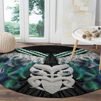 Aotearoa Korowai Motif Round Carpet Maori Wheku Poutama