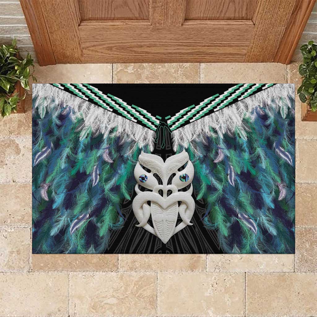 Aotearoa Korowai Motif Rubber Doormat Maori Wheku Poutama