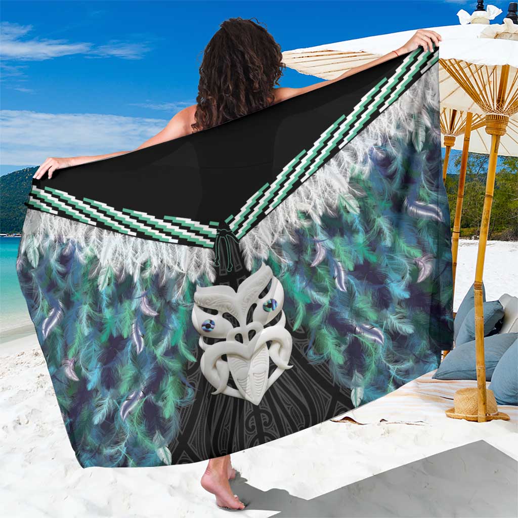 Aotearoa Korowai Motif Sarong Maori Wheku Poutama LT14 One Size 44 x 66 inches Turquoise - Polynesian Pride