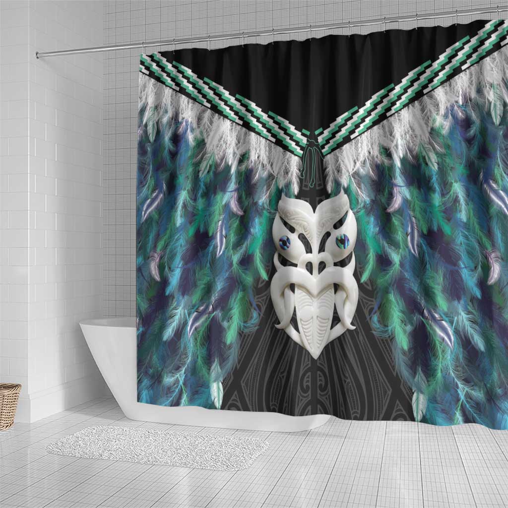 Aotearoa Korowai Motif Shower Curtain Maori Wheku Poutama