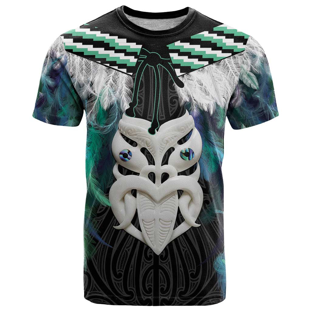 Aotearoa Korowai Motif T Shirt Maori Wheku Poutama LT14 Turquoise - Polynesian Pride