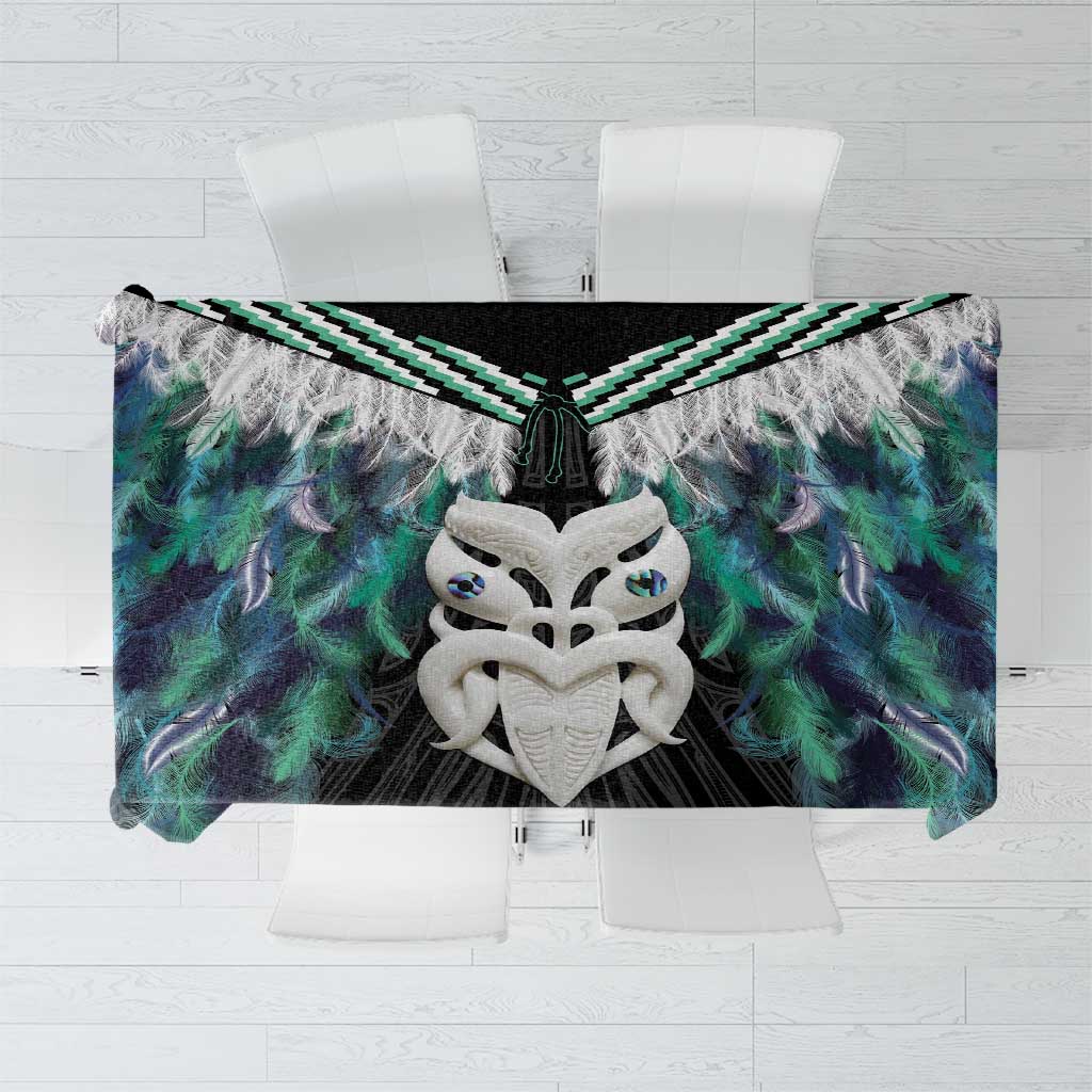 Aotearoa Korowai Motif Tablecloth Maori Wheku Poutama LT14 Turquoise - Polynesian Pride
