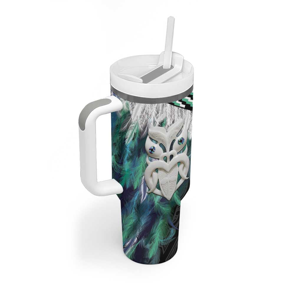 Aotearoa Korowai Motif Tumbler With Handle Maori Wheku Poutama LT14 - Polynesian Pride