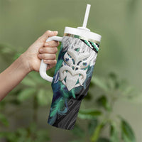 Aotearoa Korowai Motif Tumbler With Handle Maori Wheku Poutama LT14 - Polynesian Pride