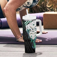 Aotearoa Korowai Motif Tumbler With Handle Maori Wheku Poutama LT14 - Polynesian Pride