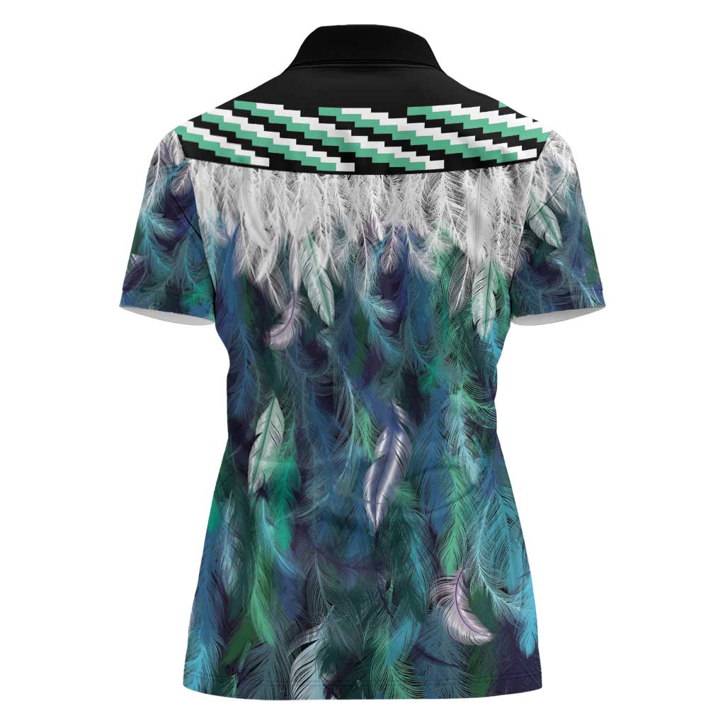 Aotearoa Korowai Motif Women Polo Shirt Maori Wheku Poutama