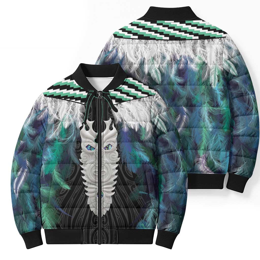 Aotearoa Korowai Motif Bomber Puffer Jacket Maori Tane Poutama - Polynesian Pride