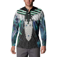 Aotearoa Korowai Motif Button Sweatshirt Maori Tane Poutama