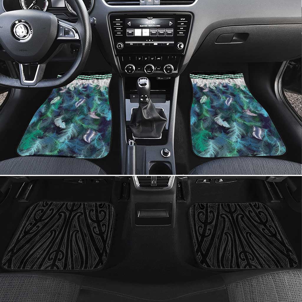 Aotearoa Korowai Motif Car Mats Maori Tane Poutama LT14 Set 4pcs Turquoise - Polynesian Pride