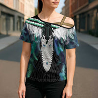 Aotearoa Korowai Motif Cross Shoulder Shirt Maori Tane Poutama - Polynesian Pride