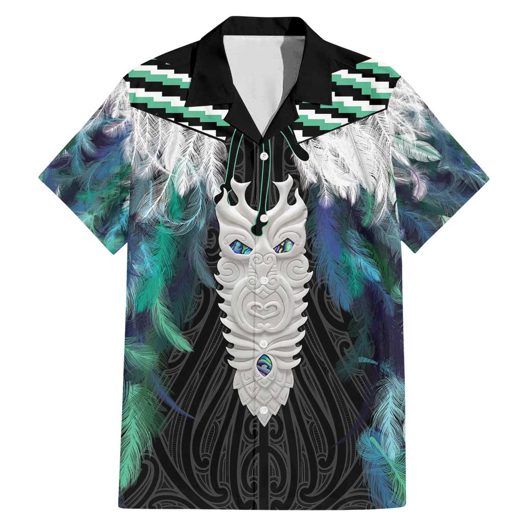 Aotearoa Korowai Motif Family Matching Mermaid Dress and Hawaiian Shirt Maori Tane Poutama LT14 Dad's Shirt - Short Sleeve Turquoise - Polynesian Pride