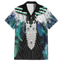Aotearoa Korowai Motif Family Matching Off Shoulder Short Dress and Hawaiian Shirt Maori Tane Poutama LT14 Dad's Shirt - Short Sleeve Turquoise - Polynesian Pride