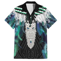 Aotearoa Korowai Motif Family Matching Short Sleeve Bodycon Dress and Hawaiian Shirt Maori Tane Poutama LT14 Dad's Shirt - Short Sleeve Turquoise - Polynesian Pride