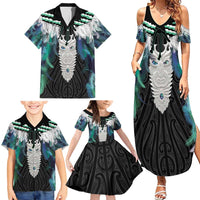 Aotearoa Korowai Motif Family Matching Summer Maxi Dress and Hawaiian Shirt Maori Tane Poutama LT14 - Polynesian Pride