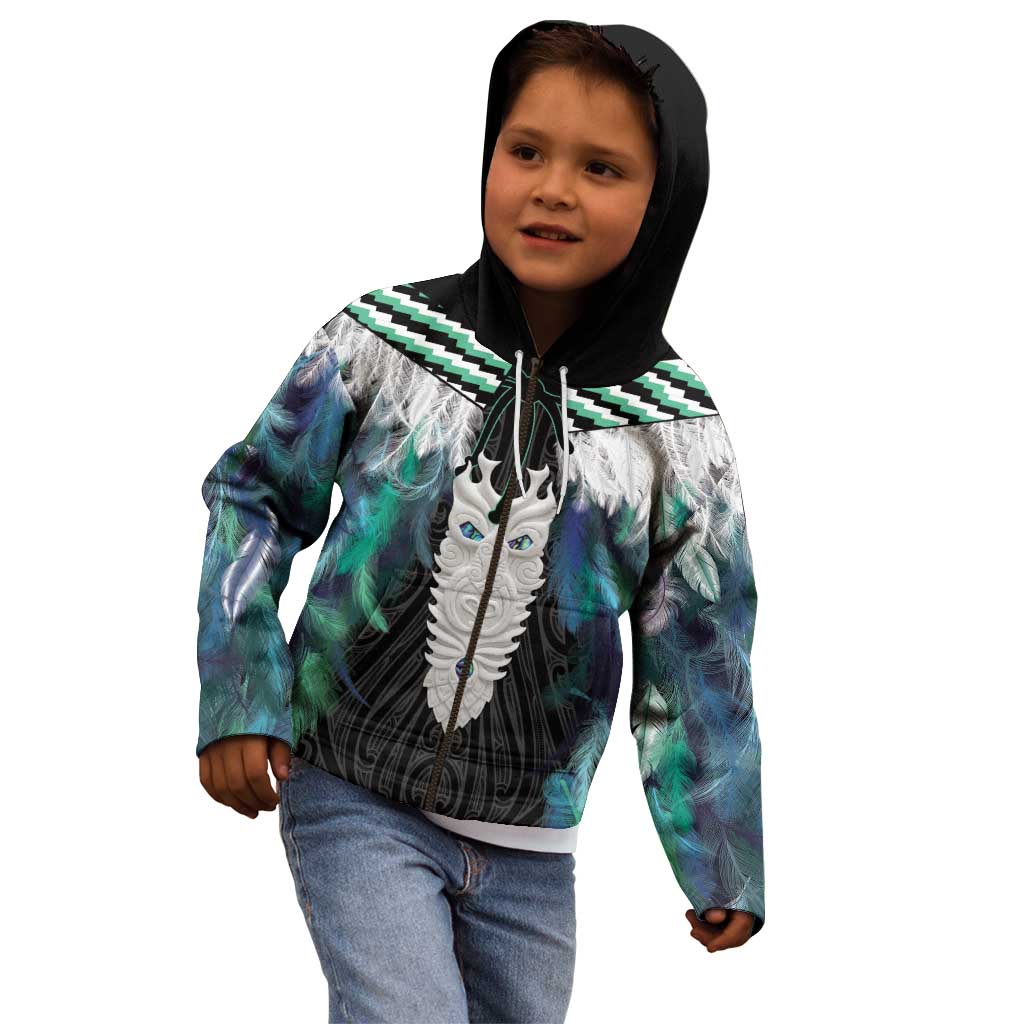 Aotearoa Korowai Motif Kid Hoodie Maori Tane Poutama