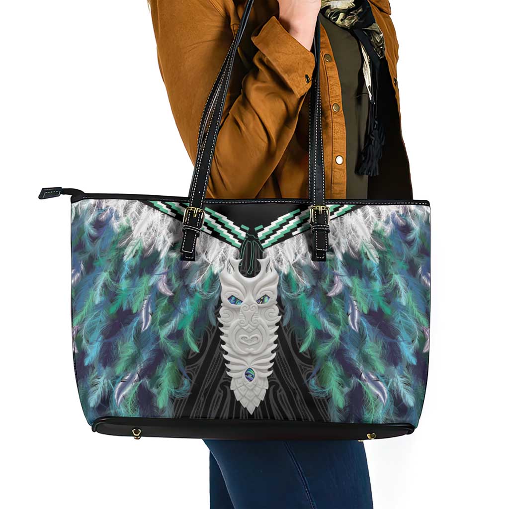 Aotearoa Korowai Motif Leather Tote Bag Maori Tane Poutama