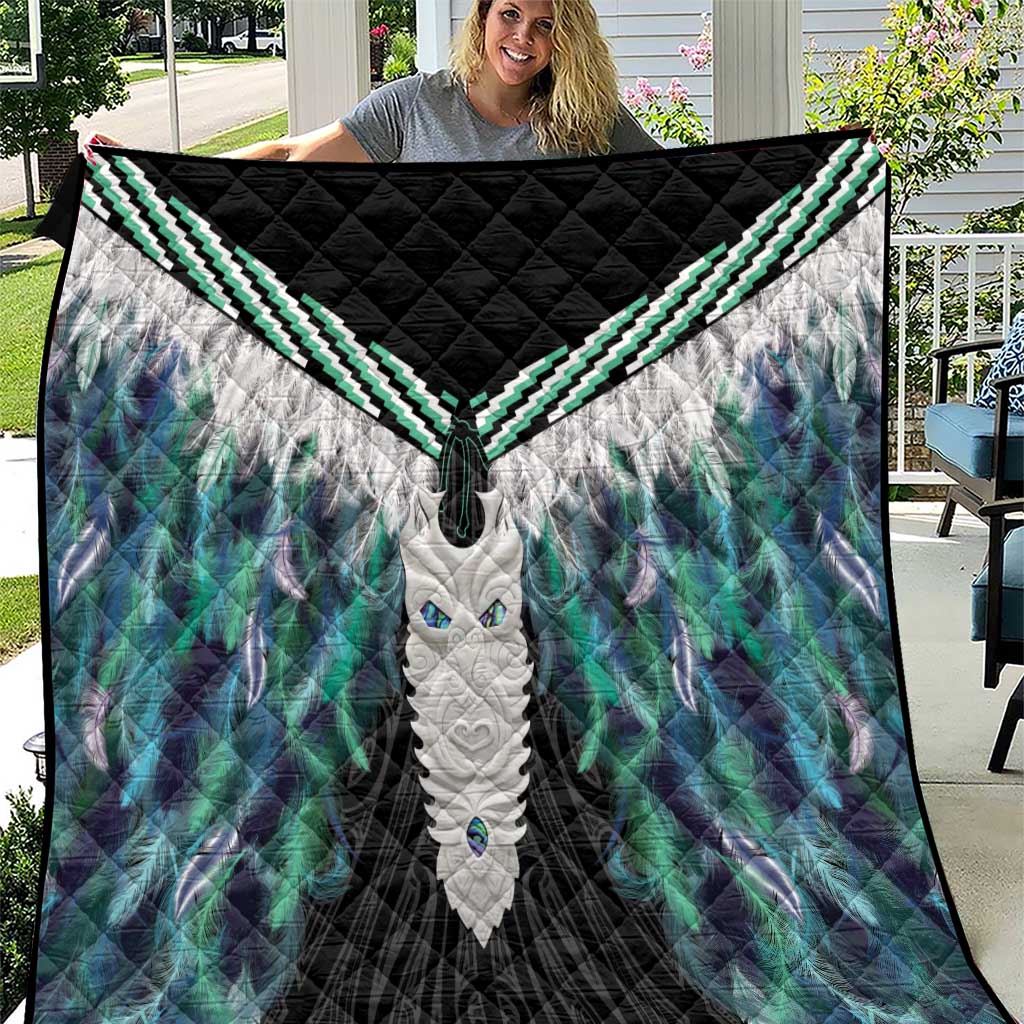 Aotearoa Korowai Motif Quilt Maori Tane Poutama LT14 Turquoise - Polynesian Pride