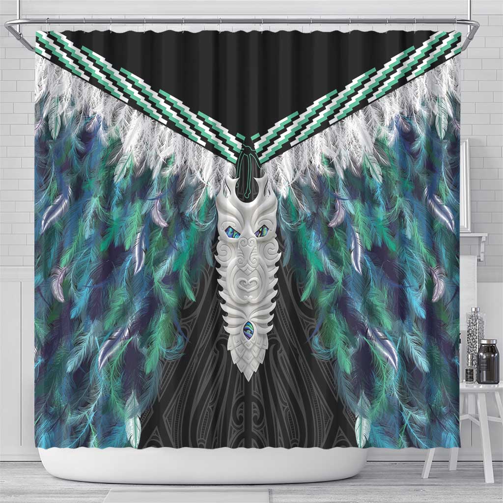 Aotearoa Korowai Motif Shower Curtain Maori Tane Poutama