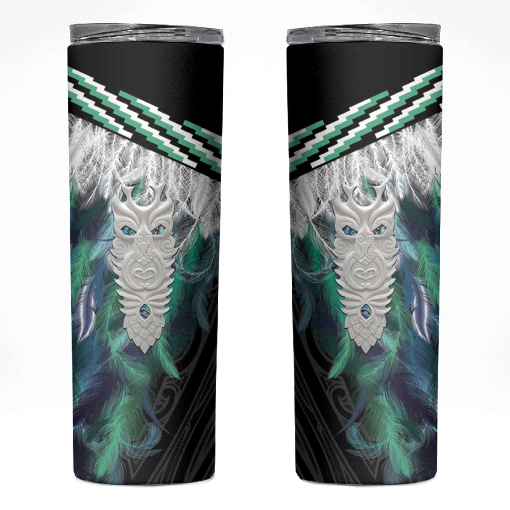 Aotearoa Korowai Motif Skinny Tumbler Maori Tane Poutama LT14 Turquoise - Polynesian Pride