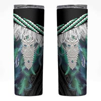 Aotearoa Korowai Motif Skinny Tumbler Maori Tane Poutama LT14 Turquoise - Polynesian Pride