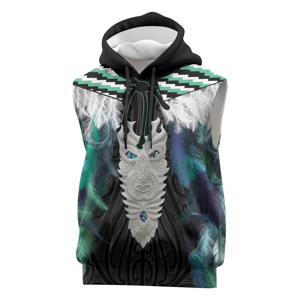 Aotearoa Korowai Motif Sleeveless Hoodie Maori Tane Poutama - Polynesian Pride