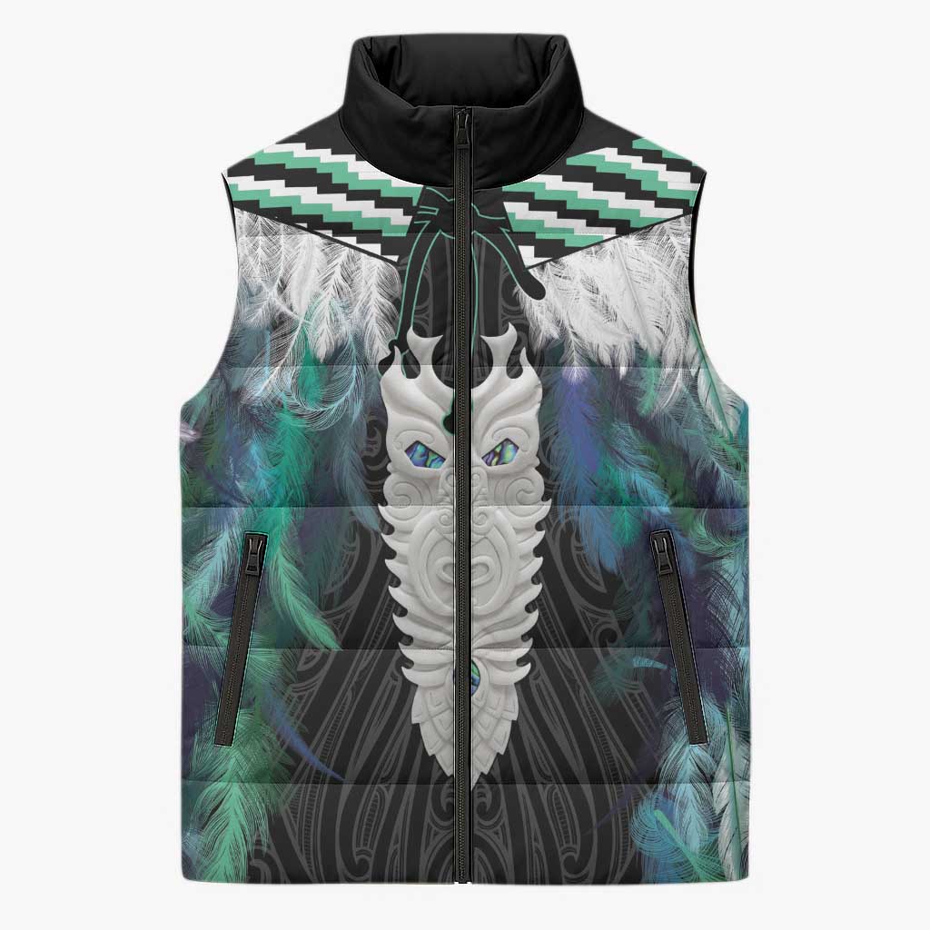 Aotearoa Korowai Motif Sleeveless Puffer Jacket Maori Tane Poutama - Polynesian Pride