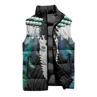 Aotearoa Korowai Motif Sleeveless Puffer Jacket Maori Tane Poutama - Polynesian Pride