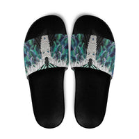 Aotearoa Korowai Motif Slide Sandals Maori Tane Poutama LT14 Turquoise - Polynesian Pride