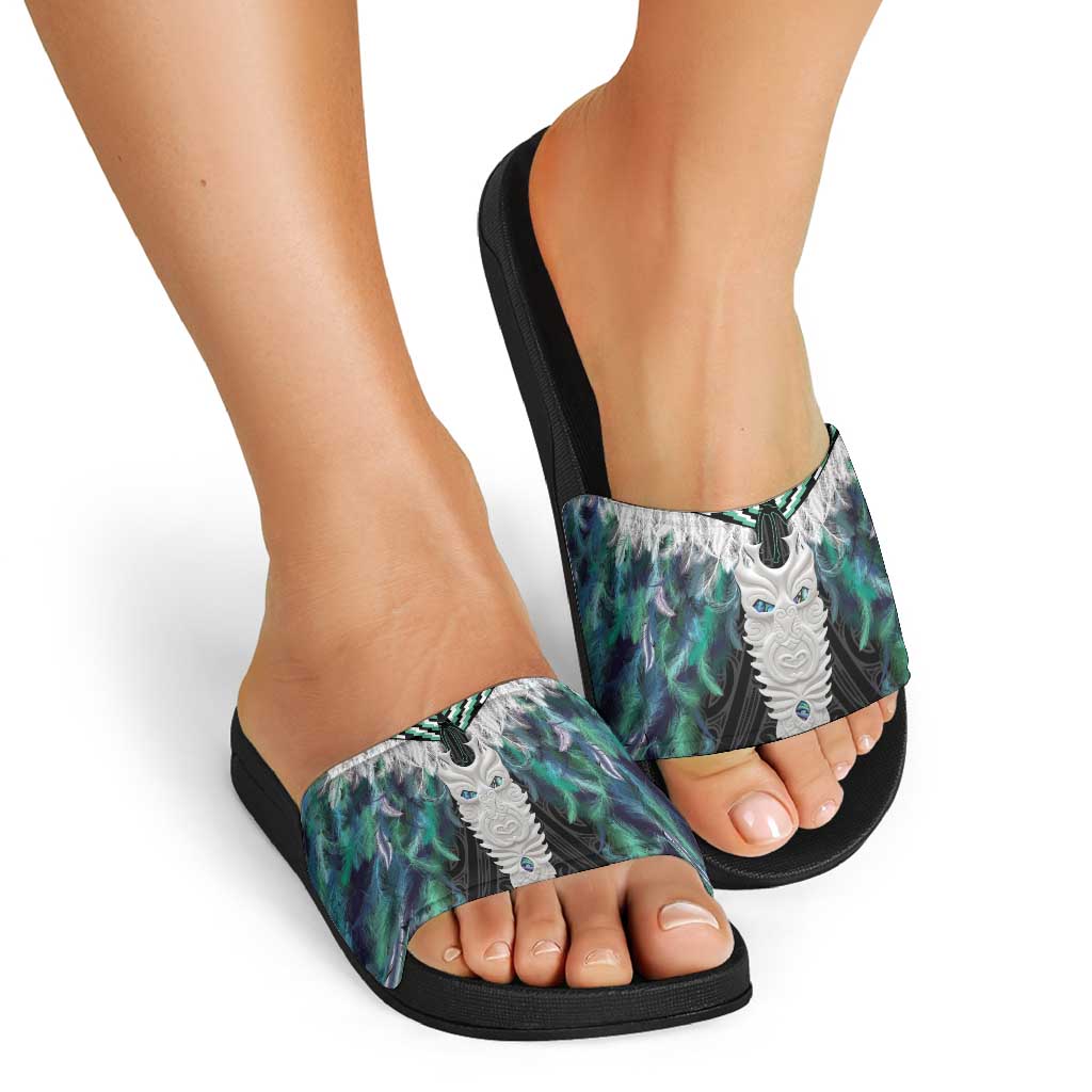 Aotearoa Korowai Motif Slide Sandals Maori Tane Poutama LT14 - Polynesian Pride