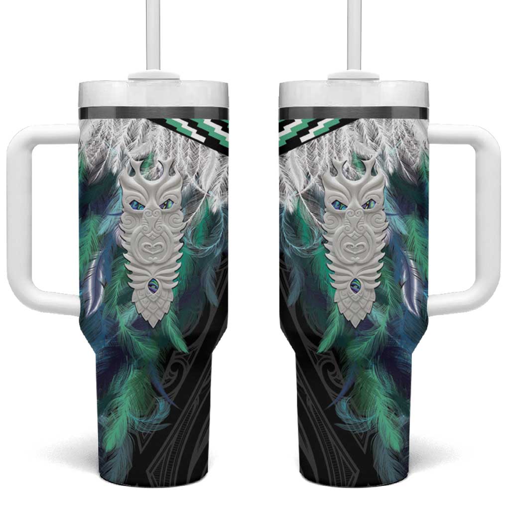 Aotearoa Korowai Motif Tumbler With Handle Maori Tane Poutama LT14 One Size: 40 oz Turquoise - Polynesian Pride
