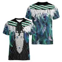 Aotearoa Korowai Motif Women V-Neck T-Shirt Maori Tane Poutama LT14 - Polynesian Pride