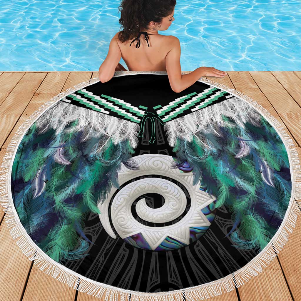 Aotearoa Korowai Motif Beach Blanket Maori Koru Poutama
