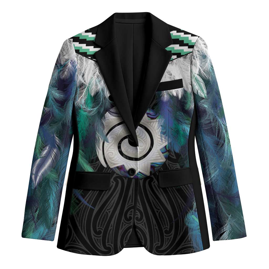 Aotearoa Korowai Motif Blazer Maori Koru Poutama LT14 Unisex Turquoise - Polynesian Pride