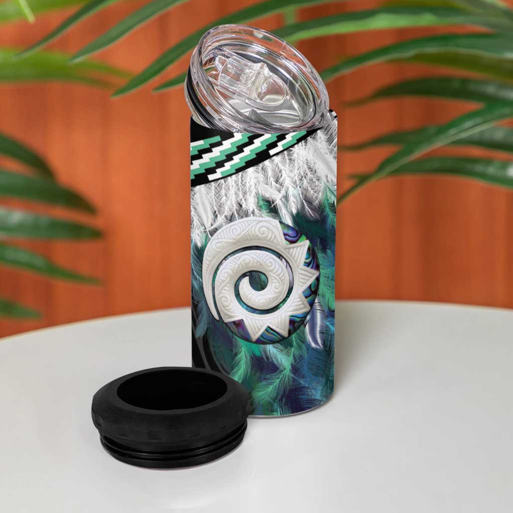 Aotearoa Korowai Motif 4 in 1 Can Cooler Tumbler Maori Koru Poutama LT14 - Polynesian Pride